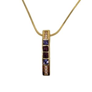 Lia Sophia Ultraviolet Rhinestone Pendant Necklace Gold Tone Chain NWT